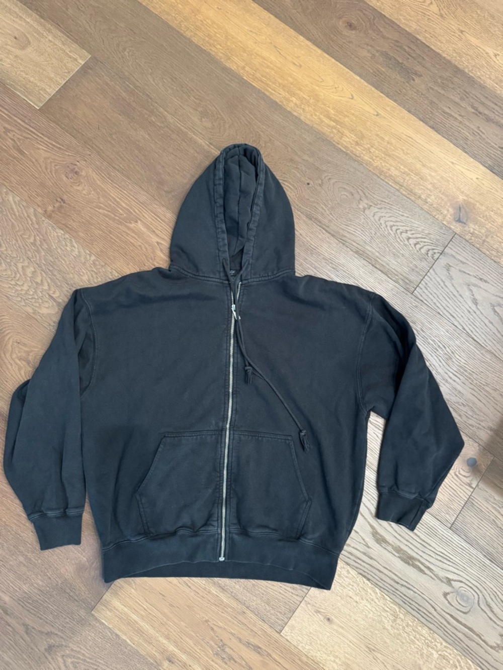 Brandy Melville Black Full-Zip Hooded Sweatshirt